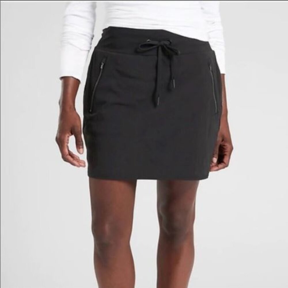Athleta Black Athletic Workout Sport Zipped Pocket Trekkie North Skort Size 12T